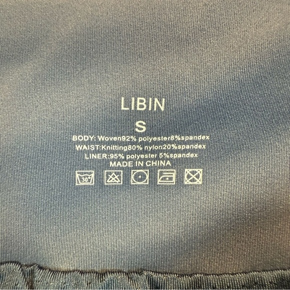 Libin Active Sz S Workout/Running Shorts Navy Blue Liner Zipper Pockets Women - Picture 9 of 12